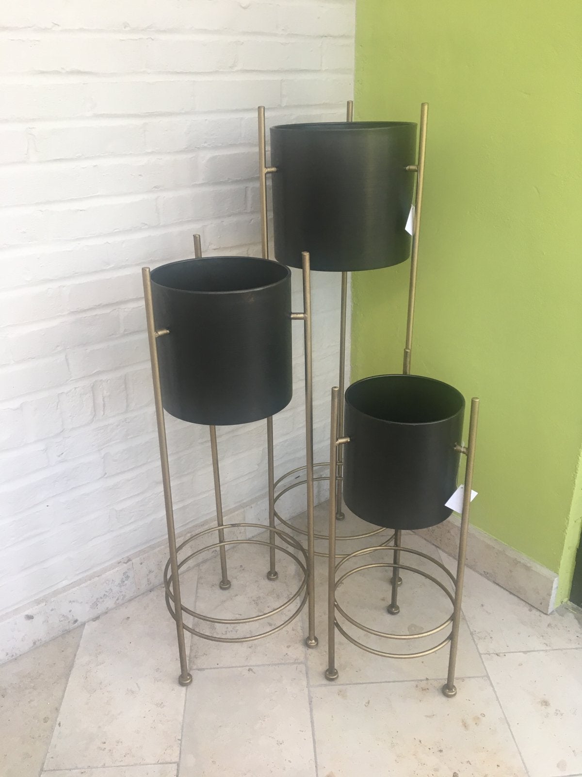 Nieuwe set bloempotten, Rond, Ophalen of Verzenden, Minder dan 25 cm, Metaal