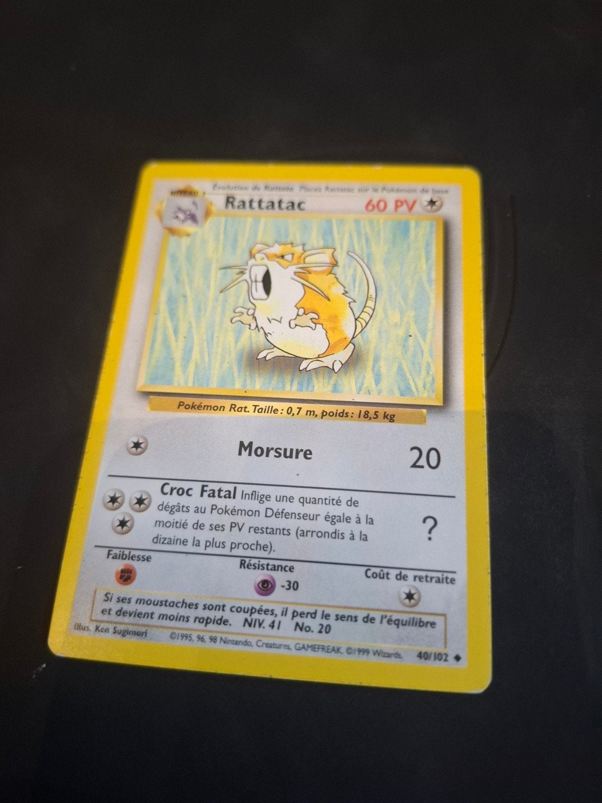 Pokémon Kaart Rattatac 40/102 (Frans), Ophalen of Verzenden
