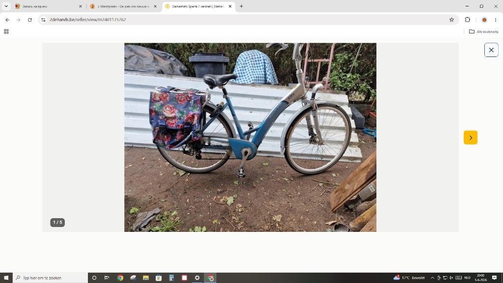 Damesfiets Sparta met tassen, Ophalen, Sparta, Gebruikt, Velgrem
