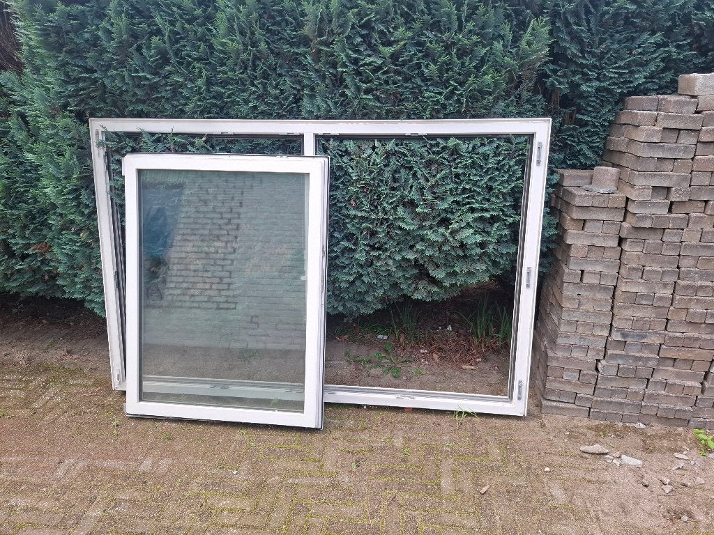 PVC Ramen dubbel glas, Bricolage & Construction, Vitres, Châssis & Fenêtres, Utilisé, Fenêtre de façade ou Vitre, 120 à 160 cm