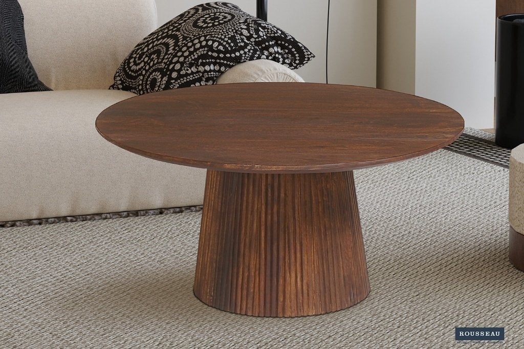 22G Salontafel 'Miguel' 80 cm Rond Mango hout Donkerbruin, 50 tot 100 cm, Rond, Nieuw, Minder dan 50 cm