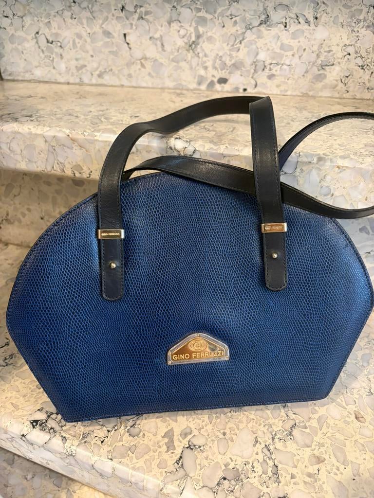 Vintage tas blauw, Handtassen en Accessoires, Tassen | Damestassen, Ophalen of Verzenden, Zo goed als nieuw, Blauw