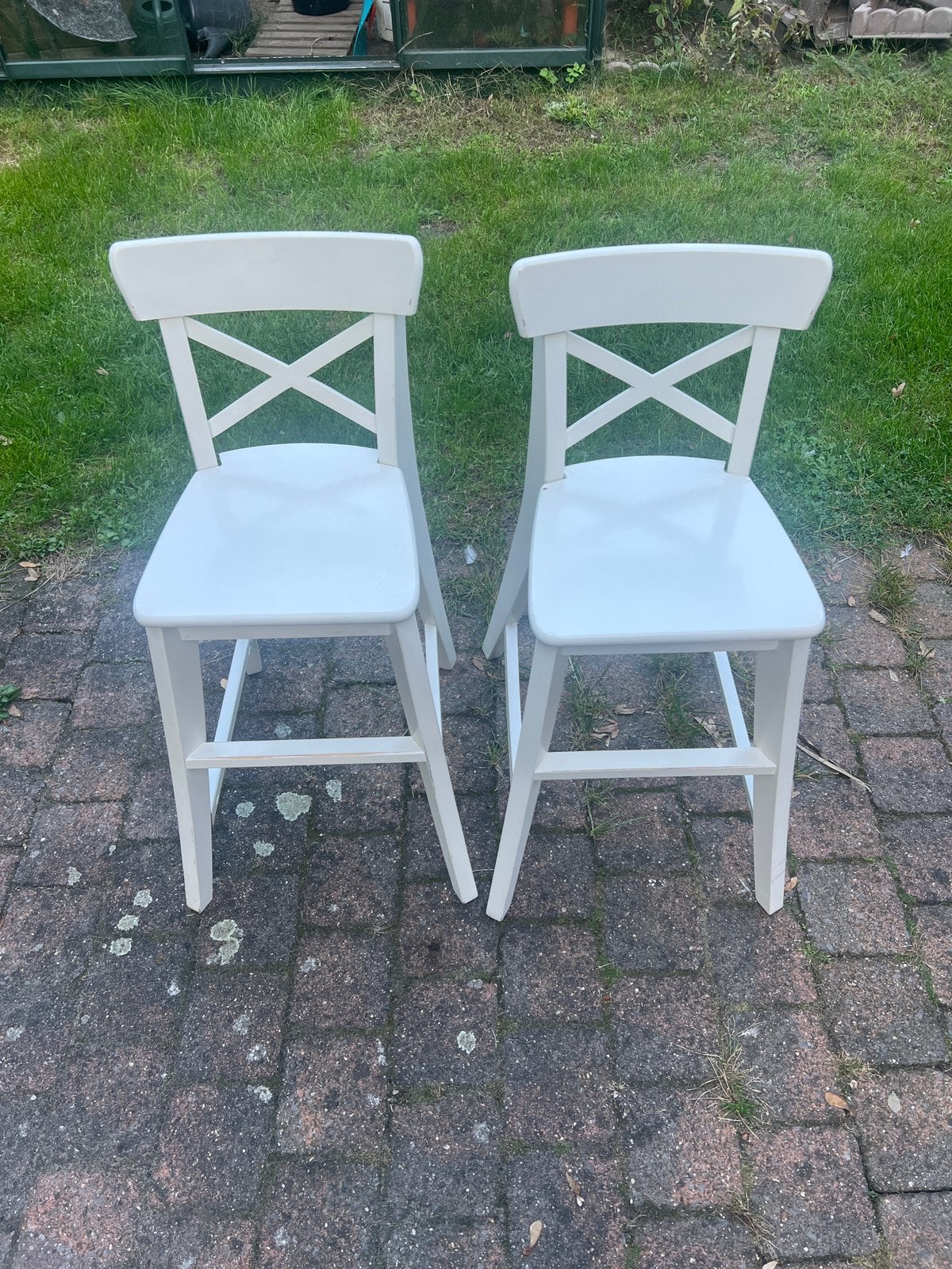 2 Kinderstoelen Ikea Ingolf wit, Huis en Inrichting, Ophalen, Met voetsteun, 60 tot 90 cm, Hout