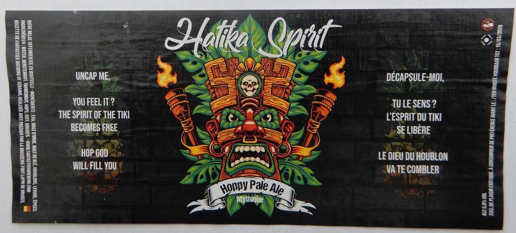 Bieretiket Hatika Spirit Brouwerij Fort Lapin (10c4), Verzenden, Gebruikt
