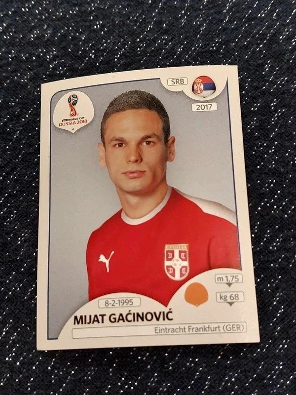 Panini / Sticker : Mijat Gacinovic / Servië / WK 2018, Ophalen of Verzenden, Nieuw, Poster, Plaatje of Sticker