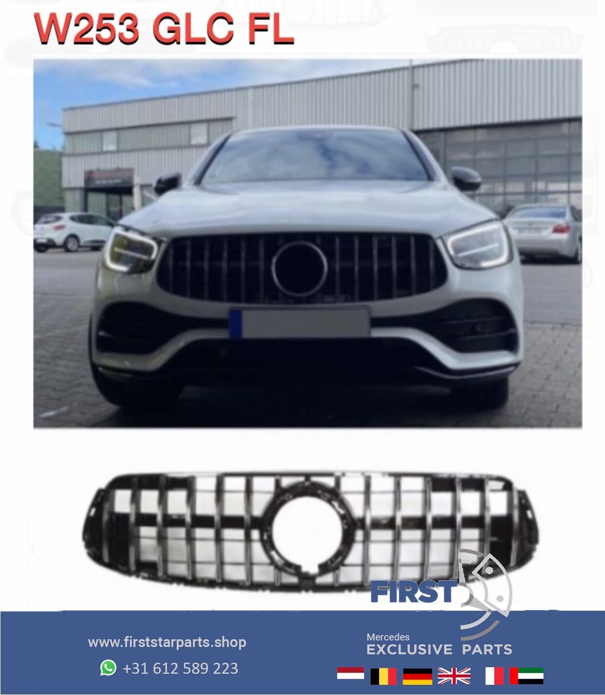 W253 C253 GLC FACELIFT KLASSE AMG GT LINE GRIL 2019-2022 PAN, Gebruikt, -, Ophalen of Verzenden, -