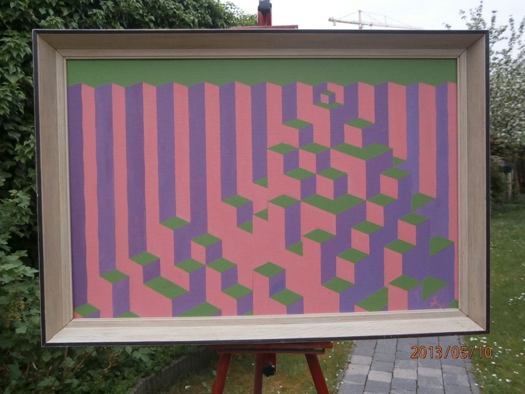 Abstract schilderij, Antiek en Kunst, Ophalen, Handgeschilderd, Acrylverf, Abstract
