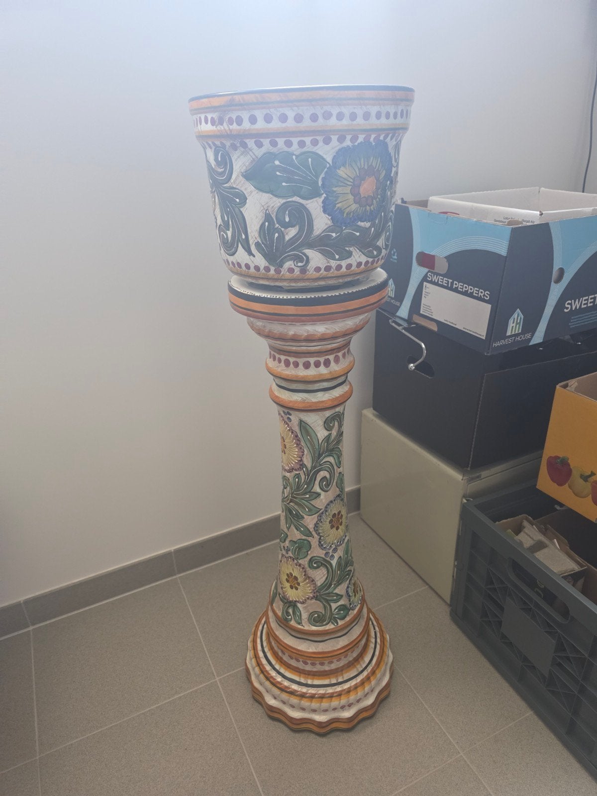 Keramiek bloempot met staander, Huis en Inrichting, Ophalen