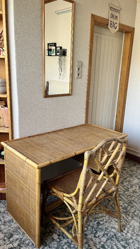 Bureau en rotin, Scandinave, 120 cm, Enlèvement, Bureau-armoire combiné