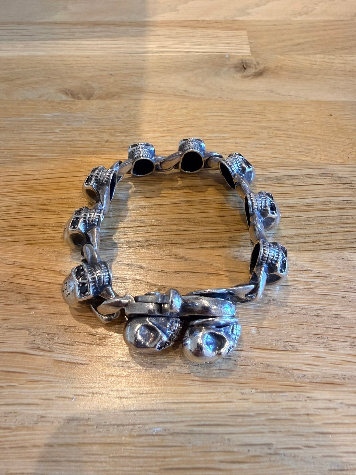 Bracelets Skulls Argent 925 / 21cm avec fermoir travaillé, Enlèvement, Comme neuf, Argent, Argent