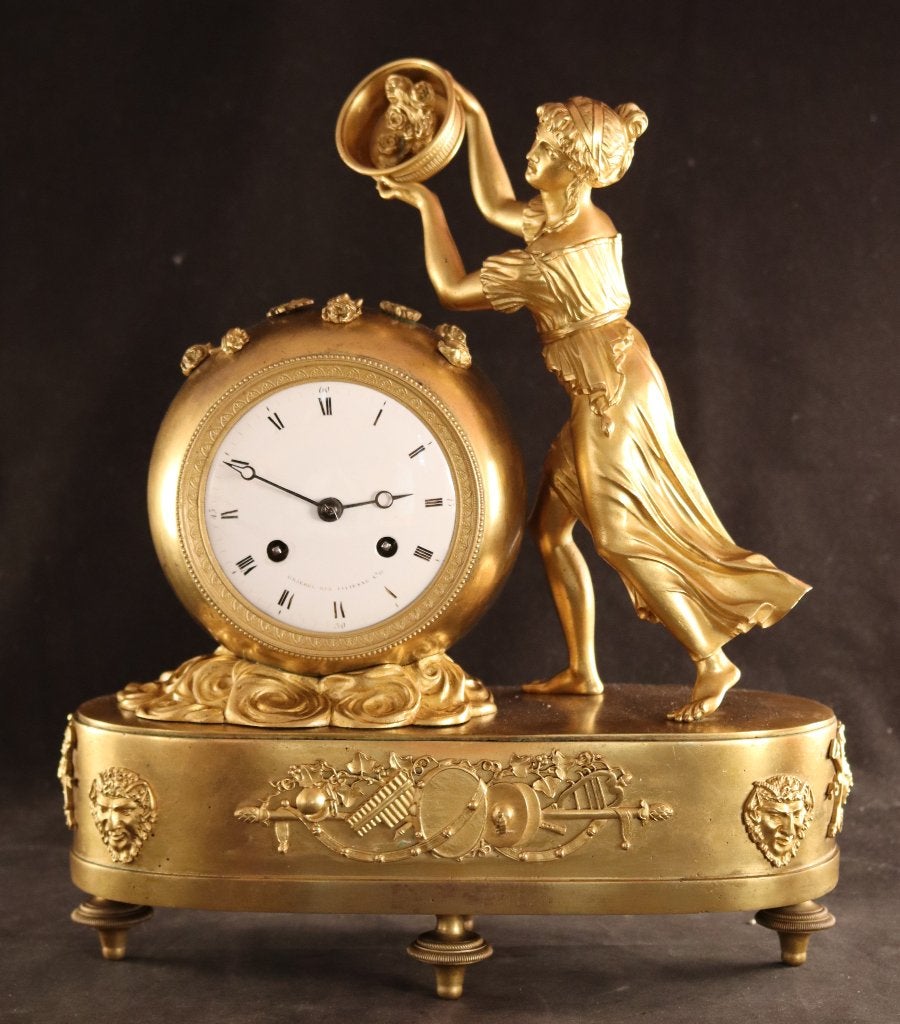 Belle horloge de cheminée Empire antique, Enlèvement ou Envoi