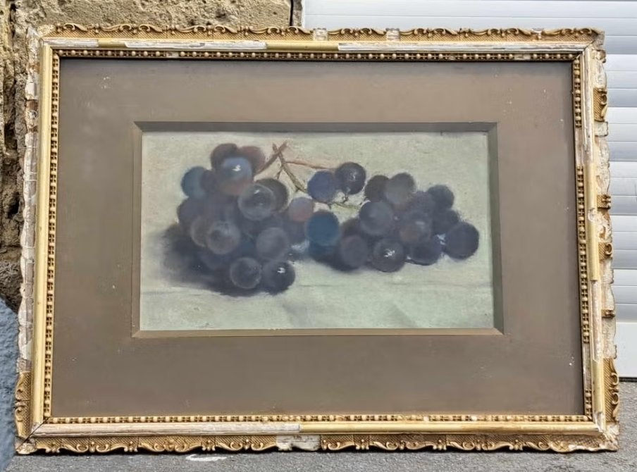 pastel nature morte aux raisin attribue Luc lafnet, Enlèvement ou Envoi, Dessin