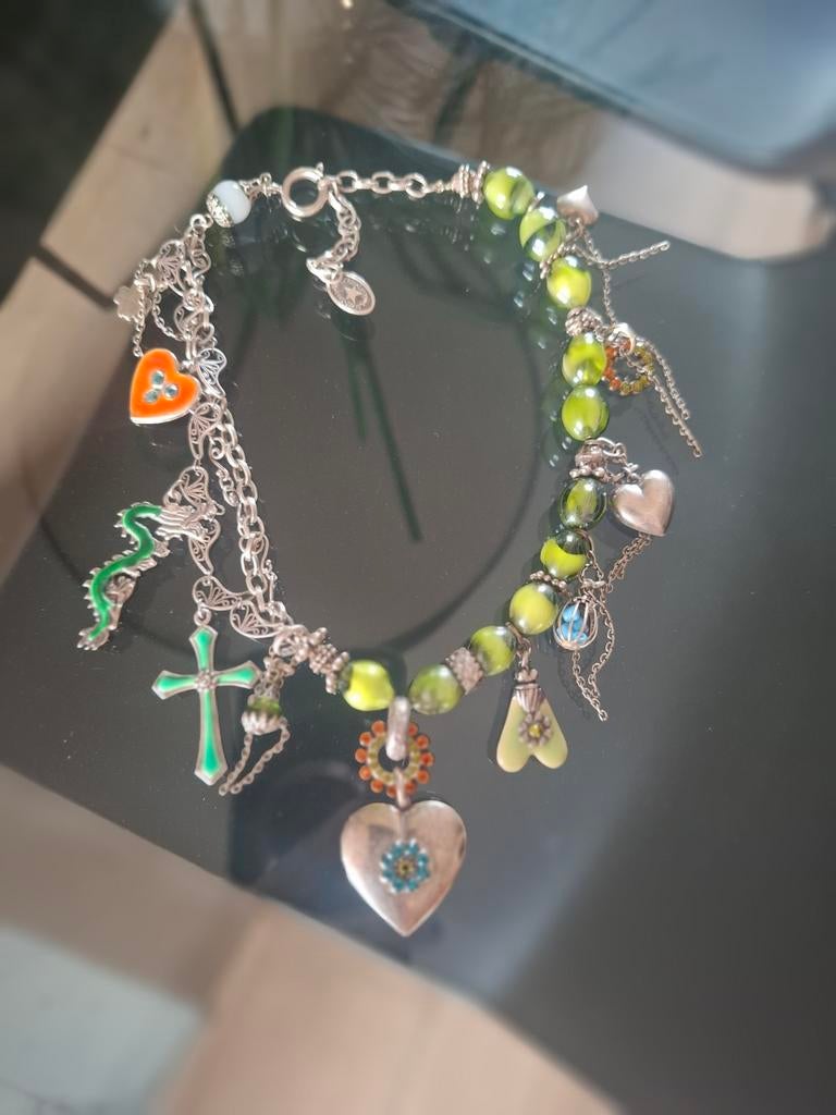 Superbe collier Les gens du sud Breloques, argent, strass, Bijoux, Sacs & Beauté, Colliers, Enlèvement ou Envoi, Avec pendentif