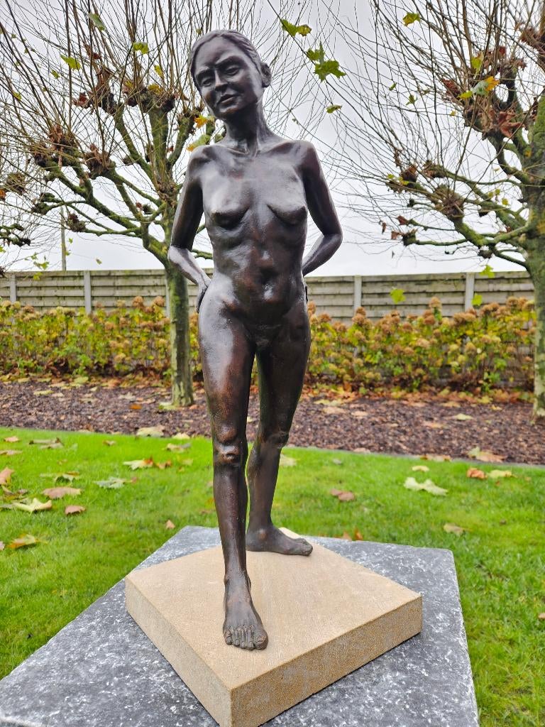 Bronzen staand naakt 1/1Mon Smessaert 60h opruimprijs koopje, Antiek en Kunst, Ophalen of Verzenden, Brons