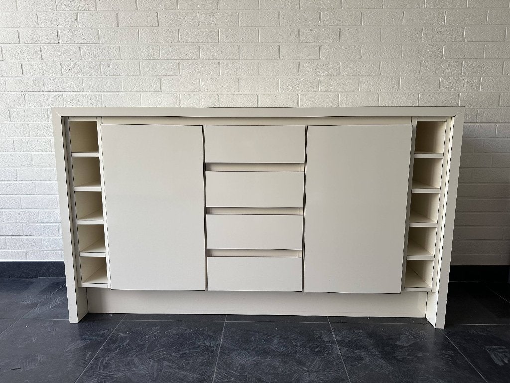 Wit gelakte dressoir op maat, Huis en Inrichting, Ophalen, Gebruikt, 150 tot 200 cm, Met lade(s)