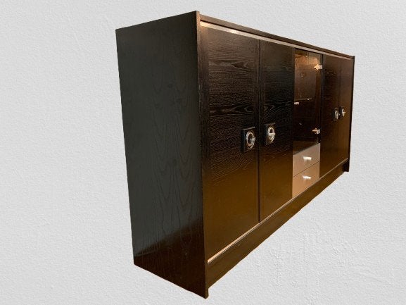 Dressoir attribué à Willy Rizzo pour Sabot Italia, 25 à 50 cm, 200 cm ou plus, Enlèvement ou Envoi, Autres essences de bois