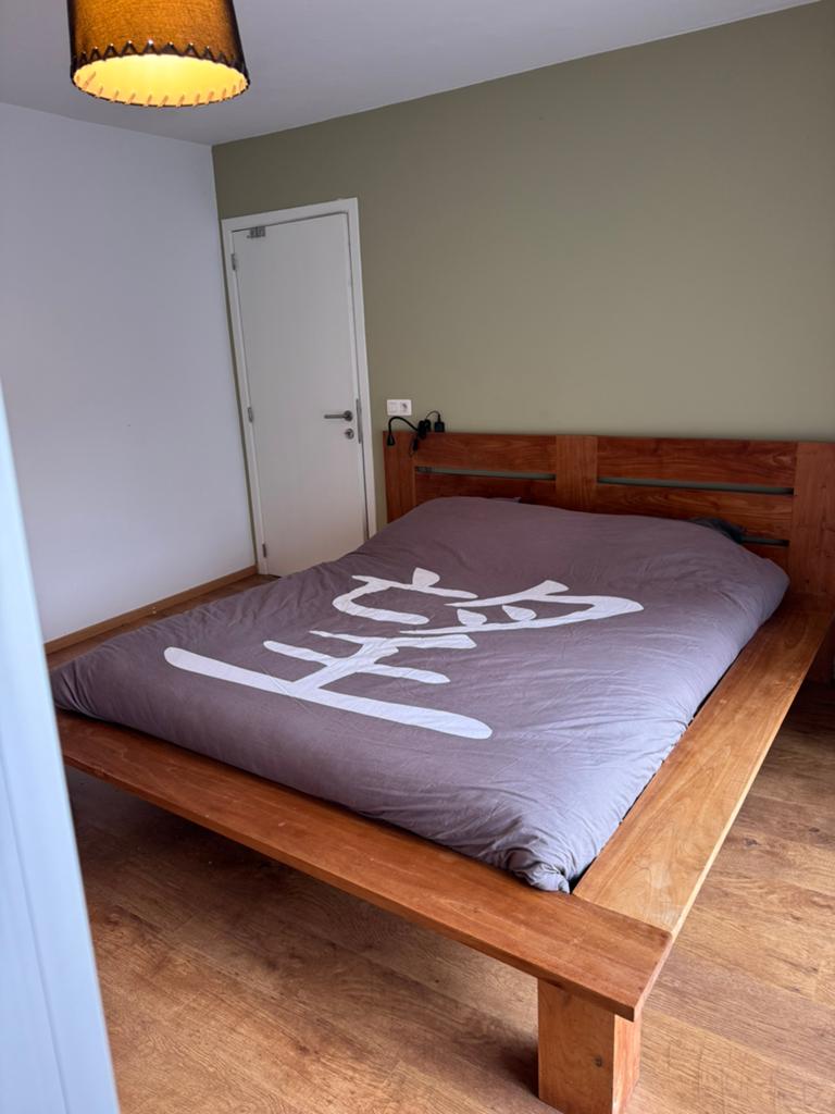 Teak houten 2 persoons bed, Huis en Inrichting, Slaapkamer | Complete slaapkamers, Gebruikt, Tweepersoons, Ophalen