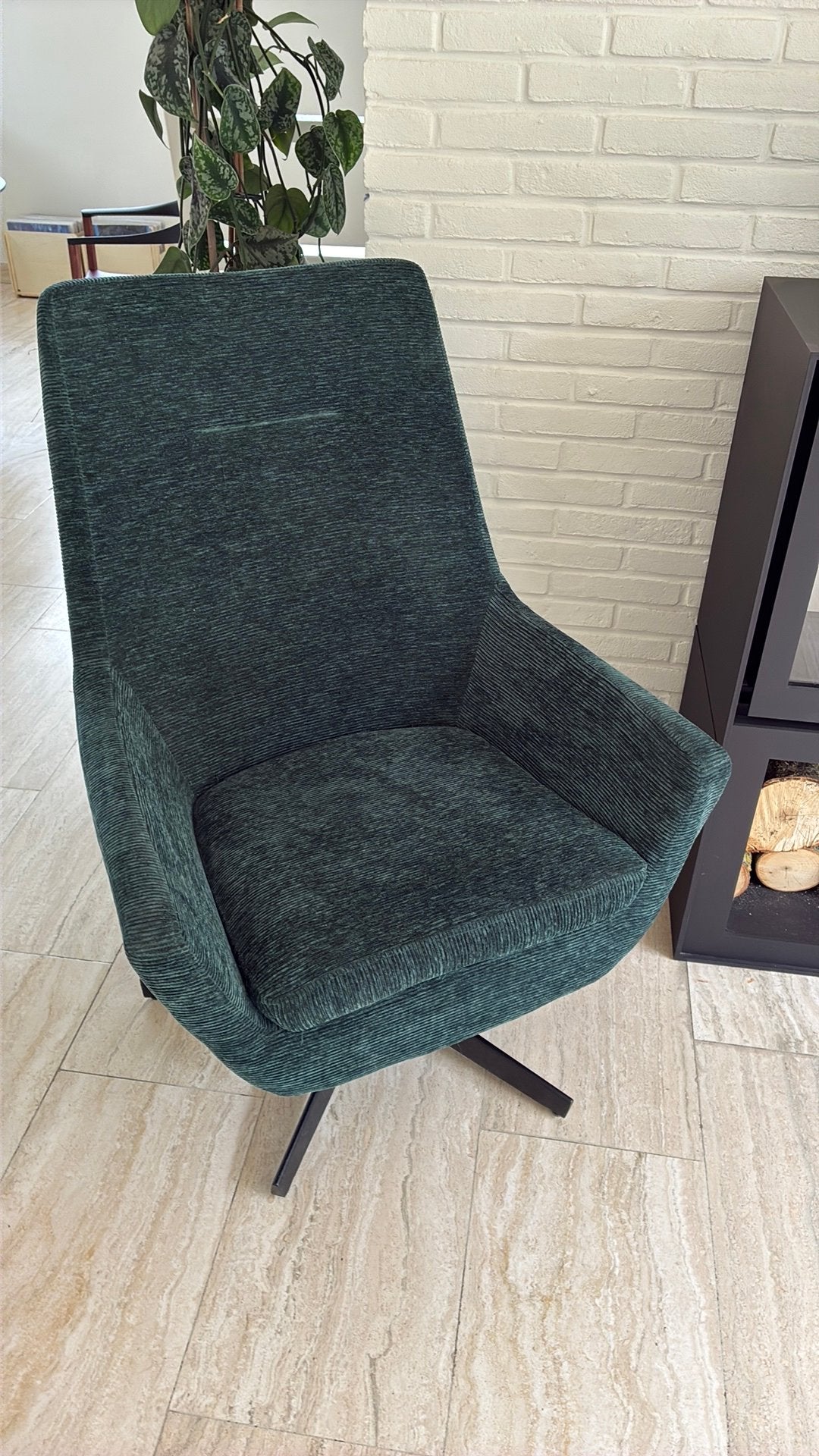 Nieuwe zetel ribfluweel groen ( draaivoet), Ophalen, Nieuw