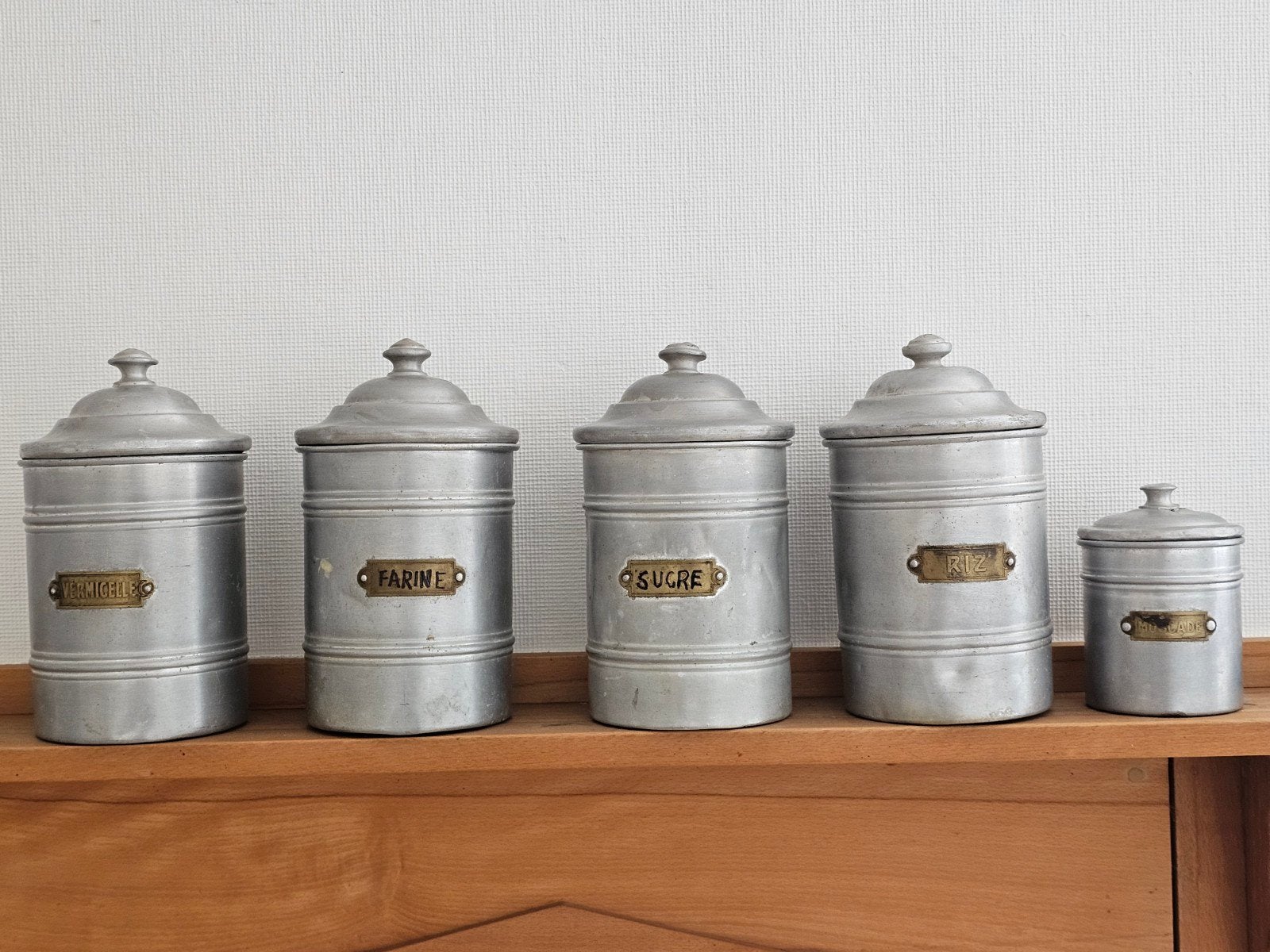 vintage Franse aluminium voorraadpotten, Antiek en Kunst, Ophalen of Verzenden