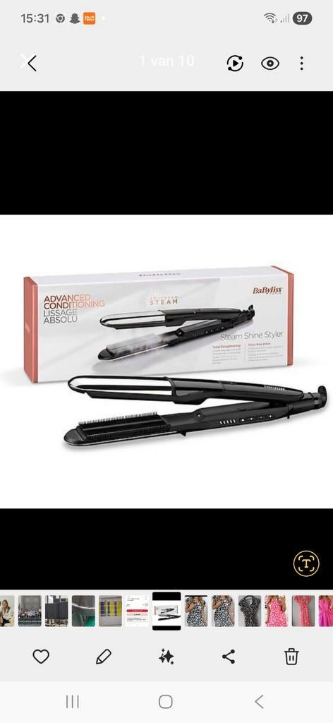 Stijltang babyliss e 496 goed als nieuw met stoom, Informatique & Logiciels, Tablettes graphiques, Enlèvement