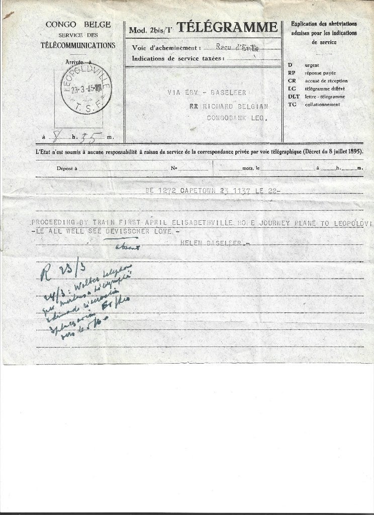 postzegels belgisch congo telegram Leopoldville, Enlèvement ou Envoi