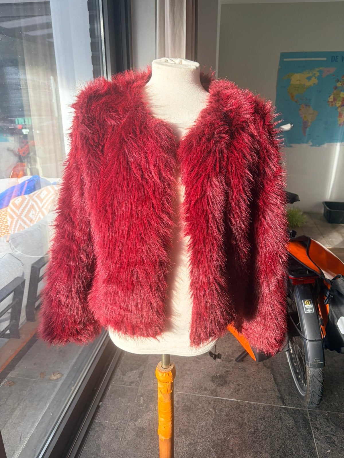 Fake faux fur jasje Bordeaux Miracle Paris maat s/m, Verzenden, Zo goed als nieuw, Jasje, Maat 36 (S)