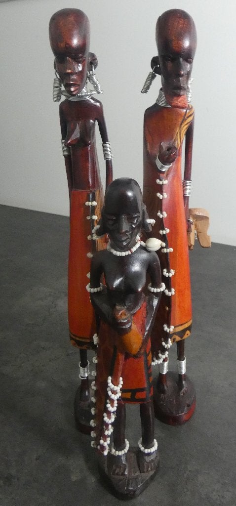 Houten beeldjes Masai figuren [2010], Enlèvement ou Envoi, Peint, Bois