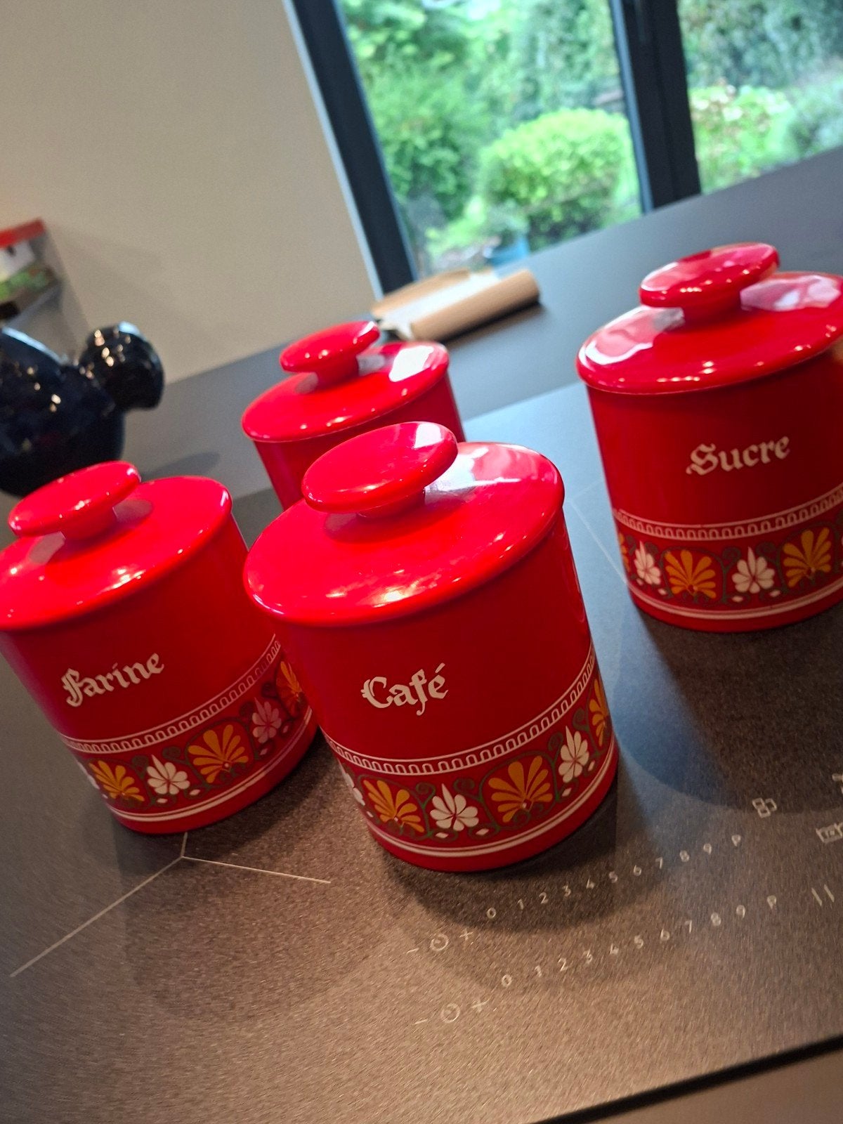 4 boîtes à condiments VINTAGE, années 60,70., Enlèvement ou Envoi