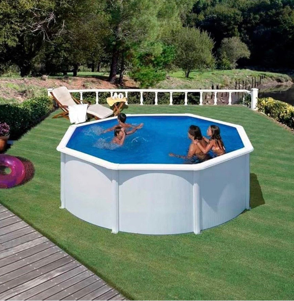 Nieuw Pacific rond stalen zwembad Ø 3,66 x 1,32 m Vogue, Tuin en Terras, Zwembaden, Rond, Opzetzwembad, 200 tot 400 cm, Ophalen