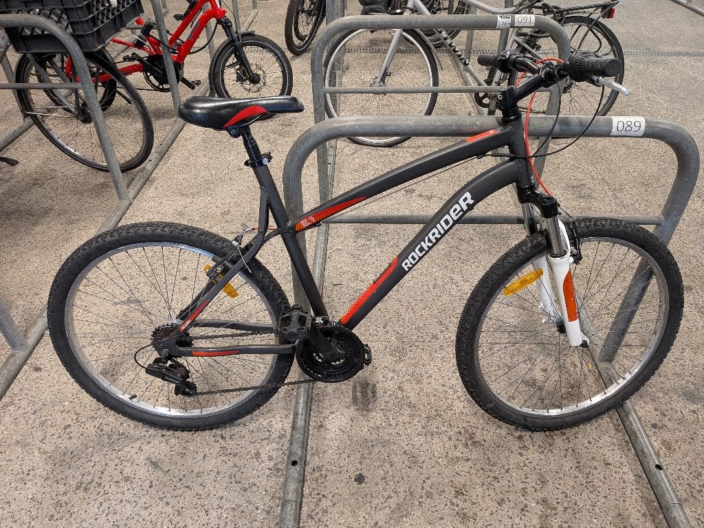 Rockrider 5.1 mountainbike rood en zwart, Fietsen en Brommers, Gebruikt, Hardtail, 45 tot 49 cm, Ophalen