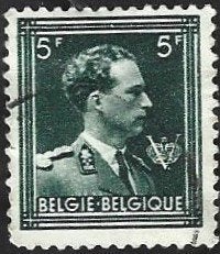1 Postzegel België 1944 Koning Leopold III met 'V', Oblitéré, Enlèvement ou Envoi, Affranchi, Timbre-poste