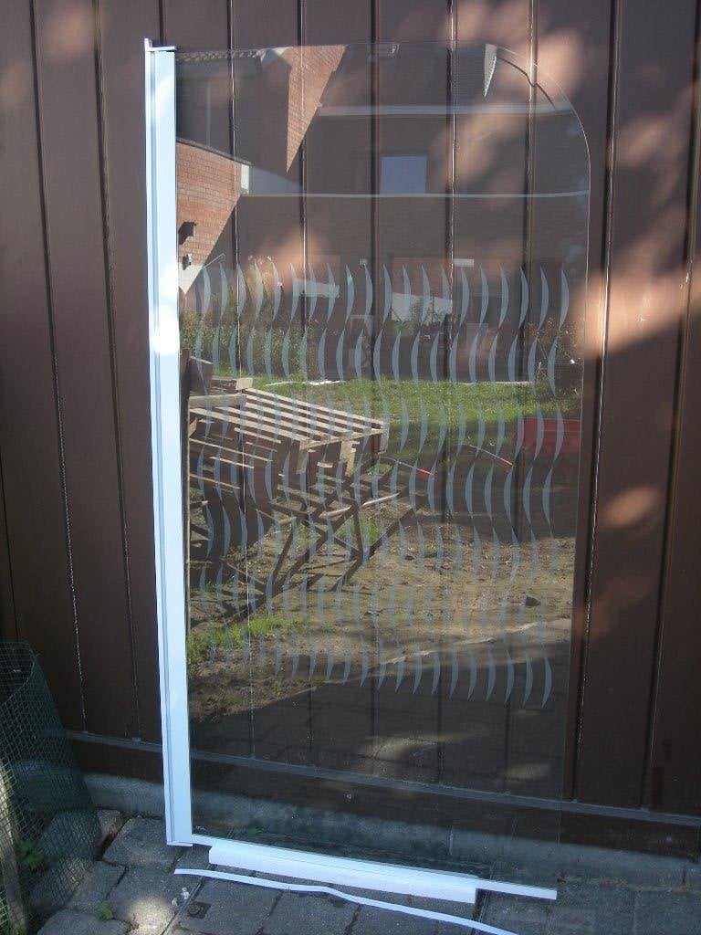 Badwand draaibaar in veiligheidsglas, Ophalen, Gebruikt, Glas