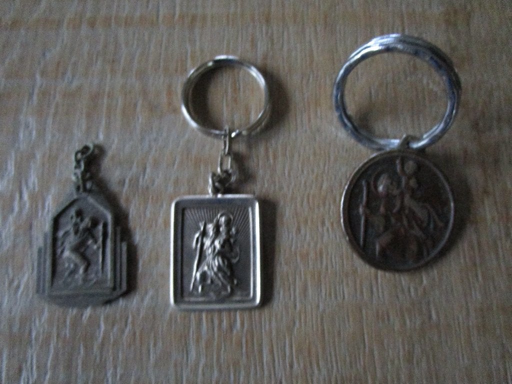 3 Sint Christoffel sleutelhangers, Collections, Porte-clés, Envoi, Utilisé, Autres types