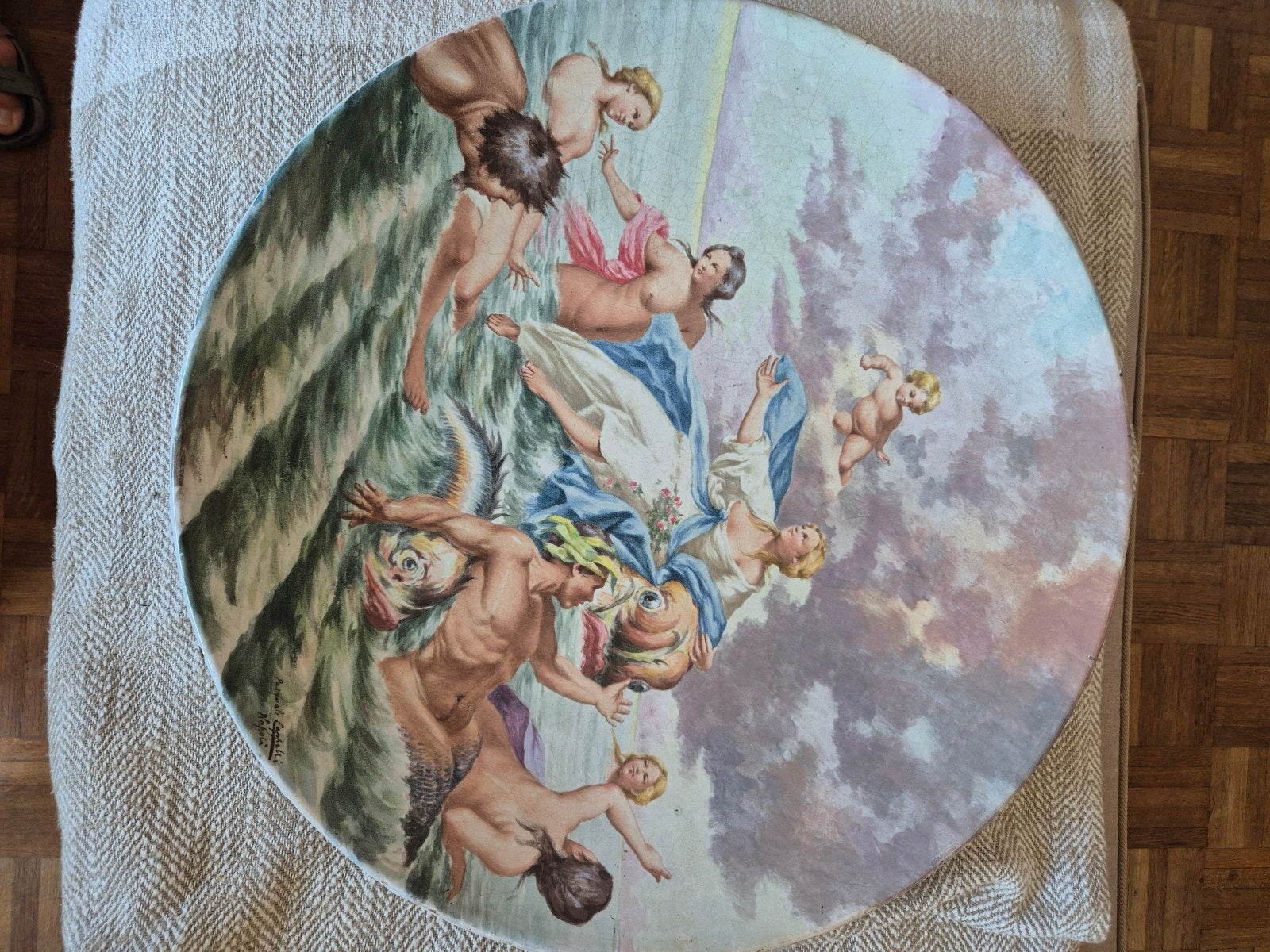 plat décoratif  en faience polychrome, Enlèvement