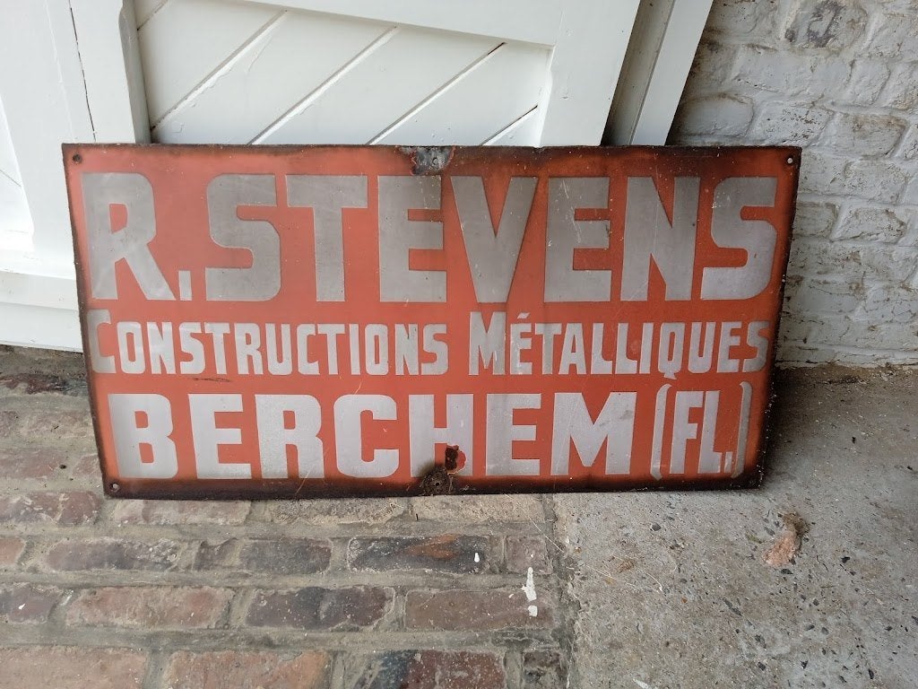 Plaque metal publicitaire dans son jus 96 cm sur 50 cm, Ophalen, Gebruikt, Reclamebord