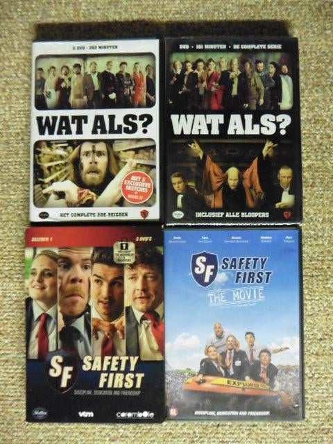 Vlaamse TV Series ( Safety First / Wat Als? )  Pakketprijs, Cd's en Dvd's, Gebruikt, Boxset, Ophalen of Verzenden, Komedie