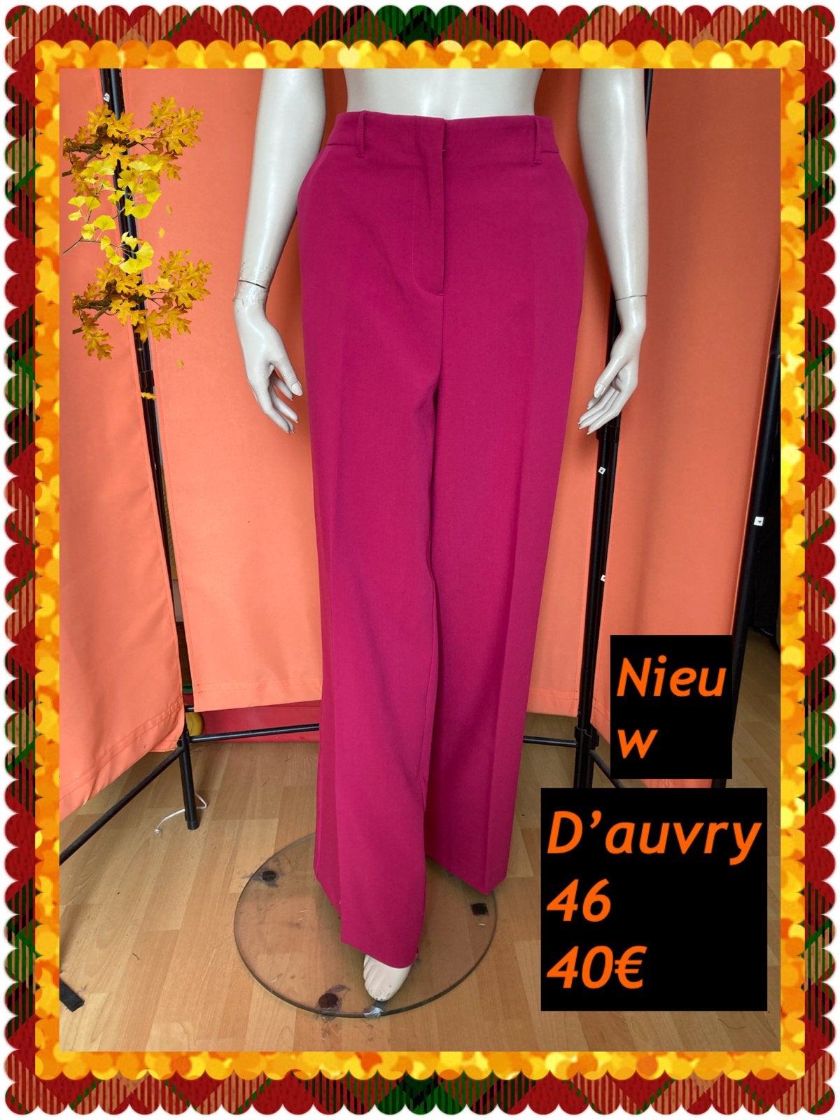 Pantalon dames 46.  D’auvry, Maat 46/48 (XL) of groter, Nieuw, Ophalen of Verzenden, Roze