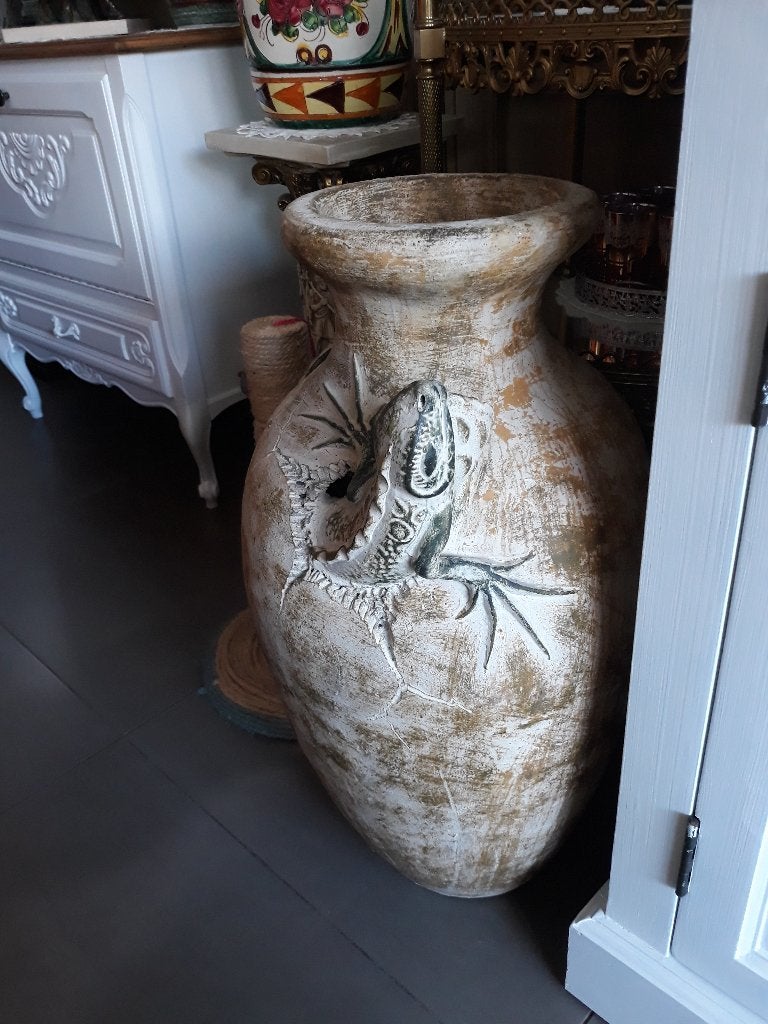 Stenen vaas met salamander, Ophalen, Steen, Overige kleuren, 50 tot 75 cm