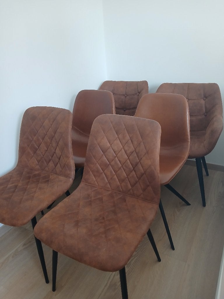 6 chaises  por salle à manger, Autres couleurs, Enlèvement, Cuir, Cinq, Six Chaises ou plus