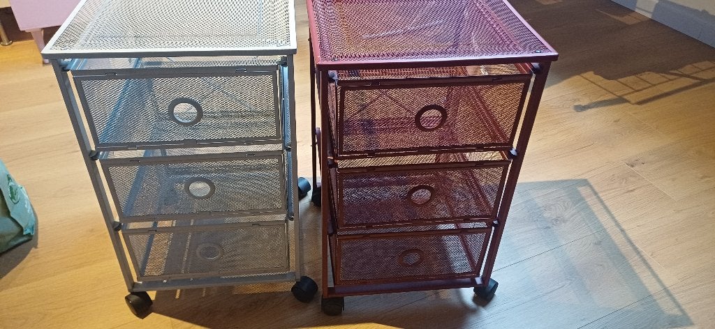 2 Ikea metalen ladekastjes, Huis en Inrichting, Ophalen, Metaal, Zo goed als nieuw, IKEA