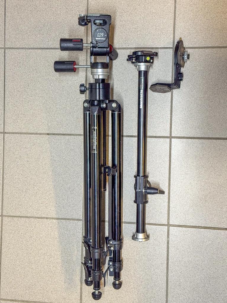 Manfrotto Statief type 074B+Manfrotto 029+Manfrotto 131DB, Audio, Tv en Foto, Ophalen, Zo goed als nieuw, 175 cm of meer, Met balhoofd