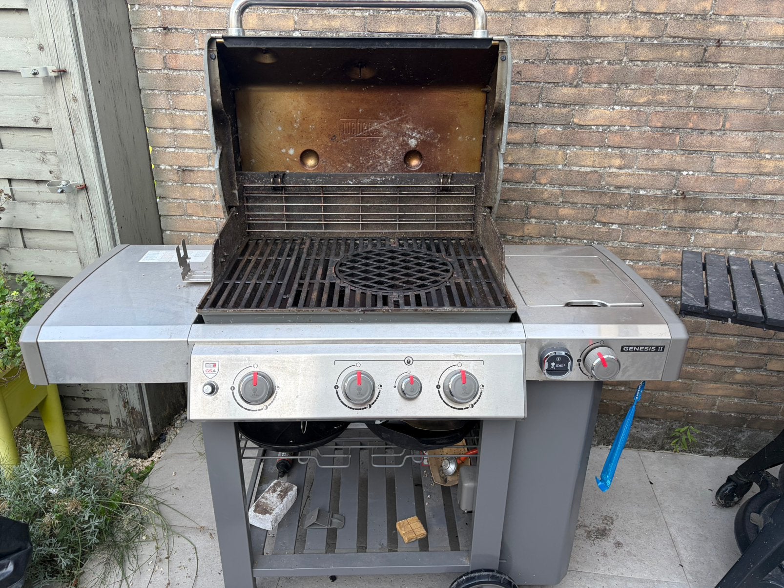 Weber Genesis II Gasbarbecue + Spit, Pizza, Igrill3, Sear, Ophalen, Gebruikt