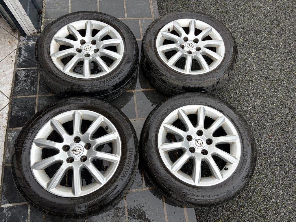 4 Jantes Alu Opel Zafira B + pneus Uniroyal 205/55/R16 91H, Pneus et Jantes, 16 pouces, Véhicule de tourisme, Pneus été