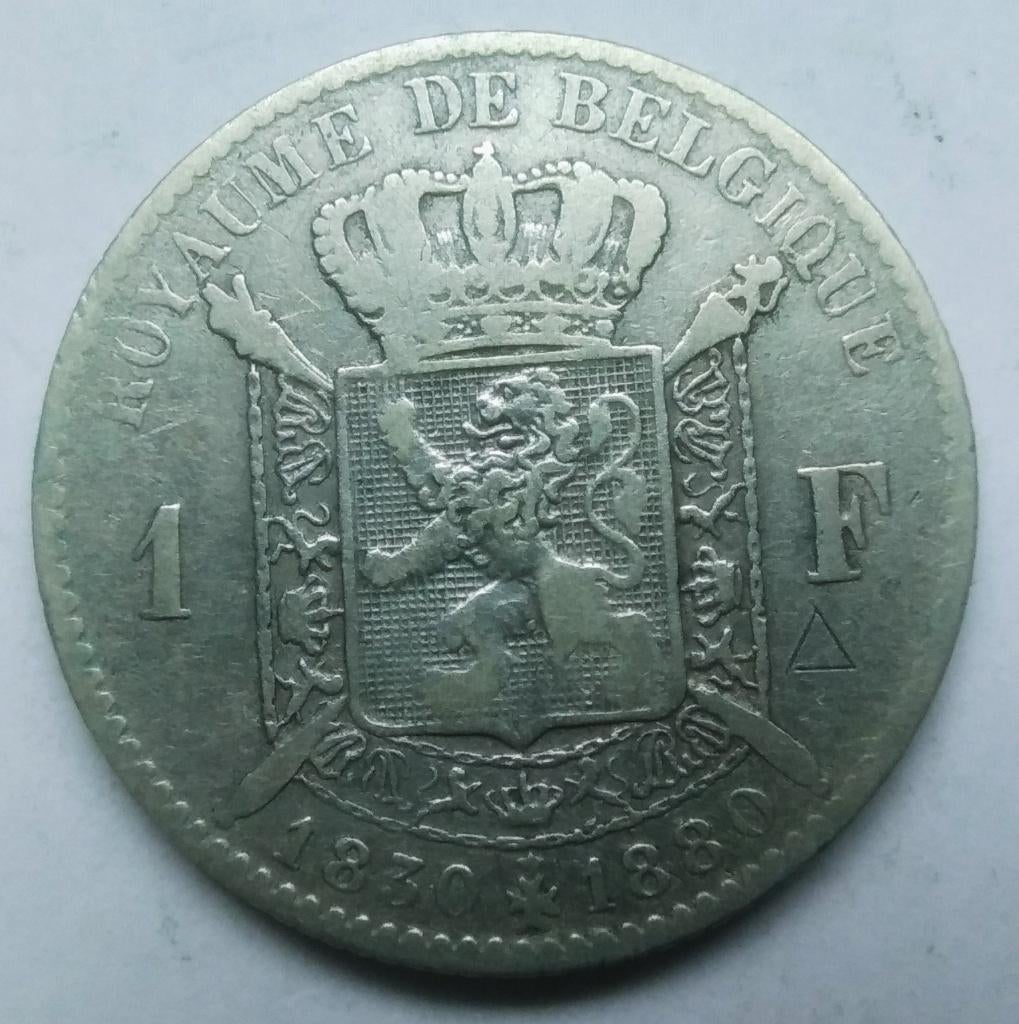 België 1 frank 1880 FRA - Leopold 2, Zilver, Ophalen of Verzenden, Losse munt, Zilver