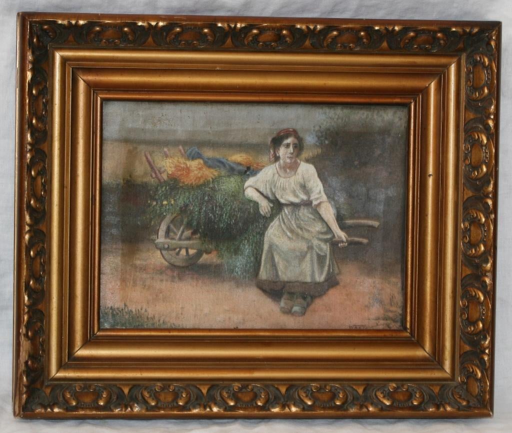Antieke schilderij olie op doek - Gesigneerd, Antiek en Kunst, Ophalen of Verzenden