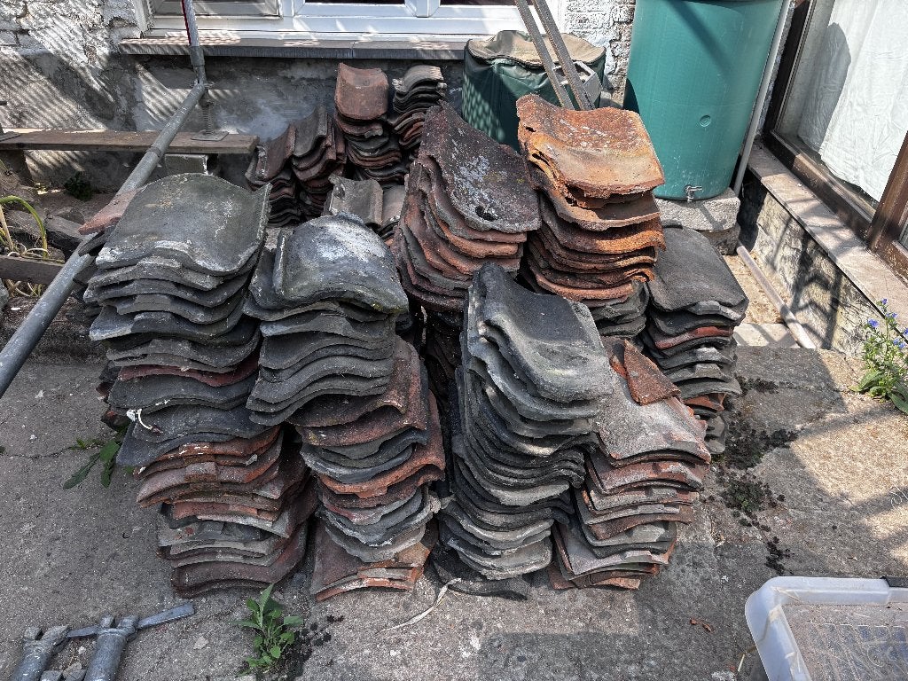 Tuiles anciennes en grès de style fermette, Pierre ou Argile, 10 à 15 m², Enlèvement, Utilisé