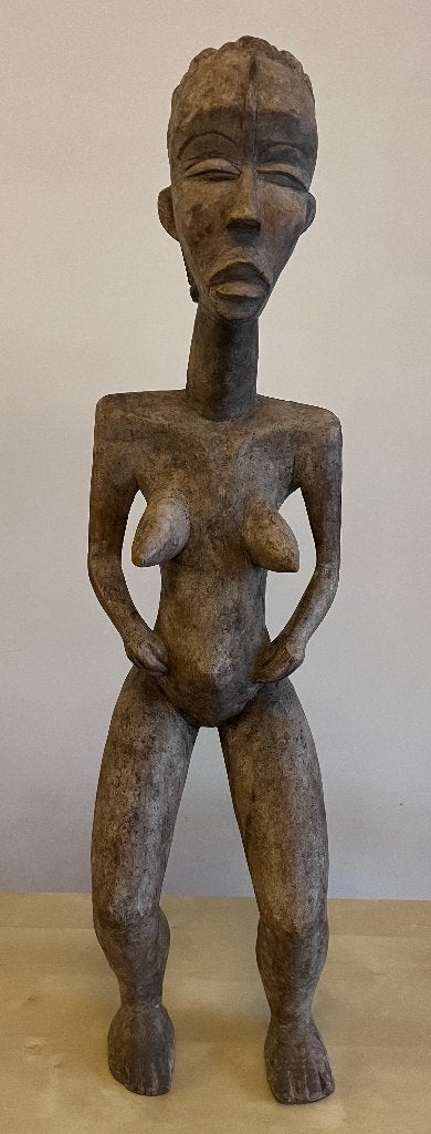 Antiek Afrikaans houten beeld tribale kunst sculptuur 85x22, Antiek en Kunst, Ophalen, 50 - 100 cm, Hout, Bruin