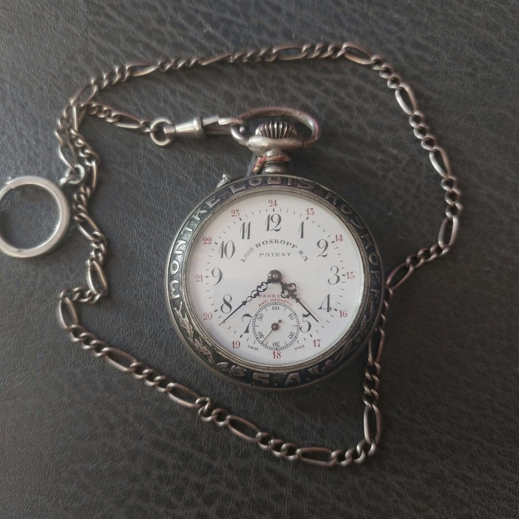 Montre Gousset Louis ROSKOPF s.a 1906, Autres marques, 1900 à 1930, Montre de poche, Avec chaîne