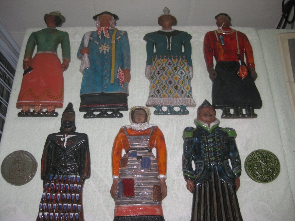 Reuzen van Roeselare, Ophalen, Groep mensen, Geglazuurd, 20 - 50 cm