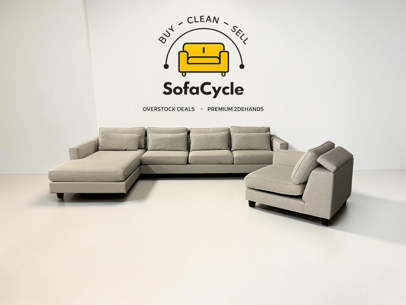 Chaise d'angle modulaire en tissu gris Flemish Tradition, Enlèvement ou Envoi, Comme neuf, SofaCycle, Tissus